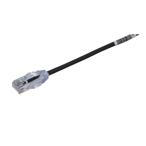 Cable de Parcheo UTP Cat6A, CM/LSZH, Diámetro Reducido (28AWG), Color Negro, 0.30 Metros (1 Pie)