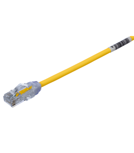 Cable de Parcheo UTP Cat6A, CM/LSZH, Diámetro Reducido (28AWG), Color Amarillo, 4.57 Metros (15 Pies)