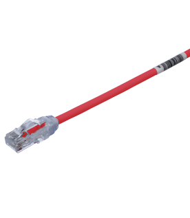 Cable de Parcheo UTP Cat6A, CM/LSZH, Diámetro Reducido (28AWG), Color Rojo, 4.57 Metros (15 Pies)