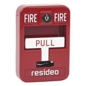 Estación manual de jalón contra incendio de acción simple, reset con llave, cumple ADA, carcasa de aluminio fundido