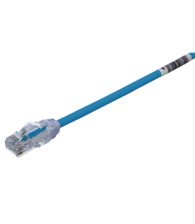 Cable de Parcheo UTP Cat6A, CM/LSZH, Diámetro Reducido (28AWG), Color Azul, 0.61 Metros (2 Pies)