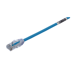 Cable de Parcheo UTP Cat6A, CM/LSZH, Diámetro Reducido (28AWG), Color Azul, 0.61 Metros (2 Pies)