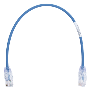 Cable de Parcheo TX6, UTP Cat6, Diámetro Reducido (28AWG), Color Azul, 0.3 Metros (1 Pie)