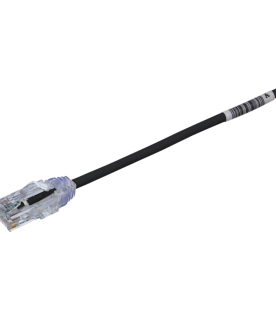 Cable de Parcheo TX6, UTP Cat6, Diámetro Reducido (28AWG), Color Negro, 6.1 Metros (20 Pies)