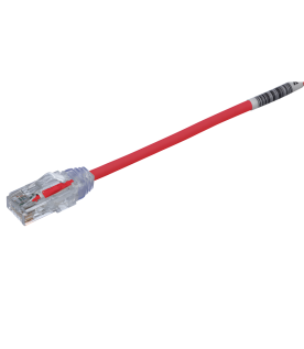 Cable de Parcheo TX6, UTP Cat6, Diámetro Reducido (28AWG), Color Rojo, 6.1 Metros (20 Pies)
