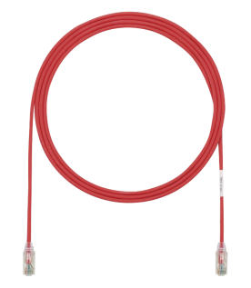 Cable de Parcheo TX6, UTP Cat6, Diámetro Reducido (28AWG), Color Rojo, 0.91 Metros (3 Pies)