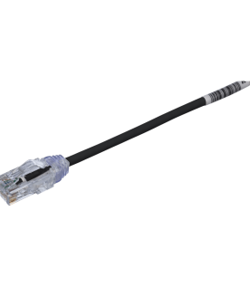 Cable de Parcheo TX6, UTP Cat6, Diámetro Reducido (28AWG), Color Negro, 16.76 Metros (55 Pies)