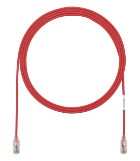 Cable de Parcheo TX6, UTP Cat6, Diámetro Reducido (28AWG), Color Rojo, 2.13 Metros (7 Pies)