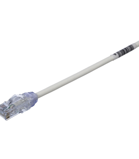 Cable de Parcheo UTP Cat6A, CM/LSZH, Diámetro Reducido (28AWG), Color Blanco Mate, 0.3 Metros (1 Pie)