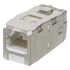 Conector Jack RJ45 Blindado, Estilo TG, Mini-Com, Categoría 6A, de 8 Posiciones y 8 Cables, Color Blanco