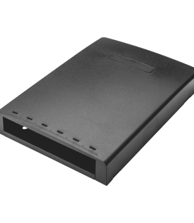 Caja de Montaje en Superficie, Con Accesorio para Resguardo de Fibra Óptica, Para 6 Módulos Mini-Com, Color Negro