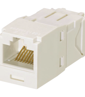 Conector Jack RJ45 Estilo TG, Mini-Com, Categoría 6A, de 8 Posiciones y 8 Cables, Color Blanco Mate