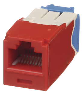 Conector Jack RJ45 Estilo TG, Mini-Com, Categoría 6A, de 8 Posiciones y 8 Cables, Color Rojo