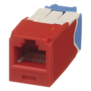Conector Jack RJ45 Estilo TG, Mini-Com, Categoría 6A, de 8 Posiciones y 8 Cables, Color Rojo