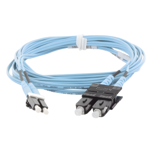 Jumper de Fibra Optica Multimodo 50/125 OM3, LC-SC Duplex, OFNR (Riser), Color Aqua, 3 Metros (9.84 Pies)