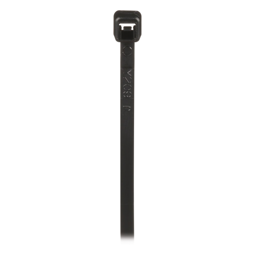 Cincho de Nylon 6.6 de Bloqueo, 203 mm largo x 2.5mm ancho, Color Negro, Exterior Resistente a Rayos UV, Paquete de 1000pz