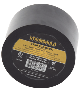 Cinta Eléctrica STRONGHOLD Para Aislar, de PVC, Trabajo Pesado Eléctrico (UV, abrasión, aceite, corrosión), Grosor 0.21 mm (8.5 mil), Ancho 50 mm, y 20 m Largo, Uso Int./Ext., Color Negro. Superior a cinta Super 33