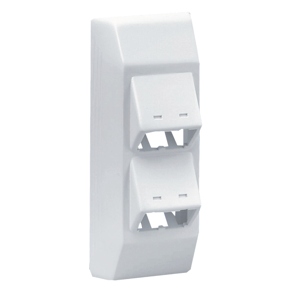 Soporte Con 4 Puertos Mini-Com, Con Bisagras de Instalación a Presión, Para Canaletas T45, Material PVC Rígido, Color Blanco Mate
