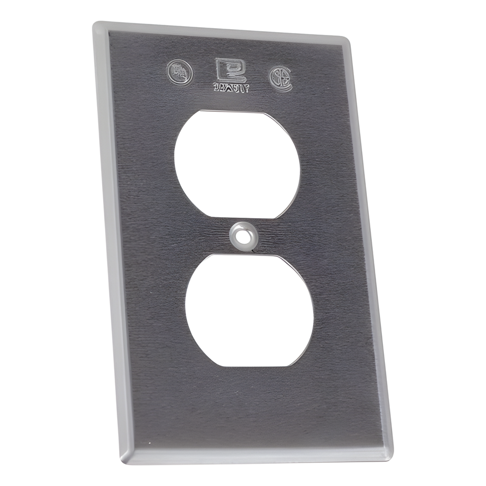 Tapa rectangular para contacto dúplex de aluminio tipo RR a prueba de intemperie.