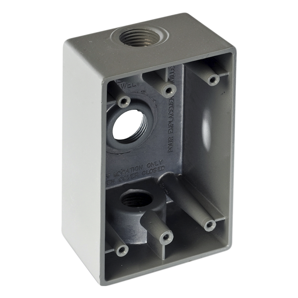 Caja Condulet FS de 3/4" (19.05mm) con tres bocas a prueba de intemperie.