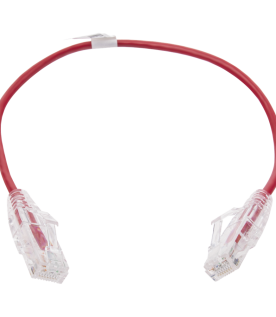 Cable de Parcheo Slim UTP Cat6 - 30 cm (11.81 Pulgadas) Rojo Diámetro Reducido (28 AWG)