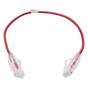 Cable de Parcheo Slim UTP Cat6 - 30 cm (11.81 Pulgadas) Rojo Diámetro Reducido (28 AWG)