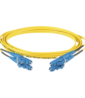 Jumper de Fibra Optica Monomodo 9/125 OS2, LC-LC Duplex, OFNR (Riser), Color Amarillo, 1 Metro (3.28 Pies)