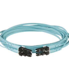 Jumper de Fibra Optica Multimodo 50/125 OM3, LC-LC Duplex, OFNR (Riser), Color Aqua, 9 Metros (29.53 Pies)