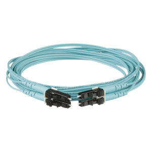 Jumper de Fibra Optica Multimodo 50/125 OM3, LC-LC Duplex, OFNR (Riser), Color Aqua, 3 Metros (9.84 Pies)