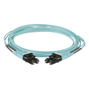 Jumper de Fibra Optica Multimodo 50/125 OM3, LC-LC Duplex, OFNR (Riser), Color Aqua, 2 Metros (6.56 Pies)