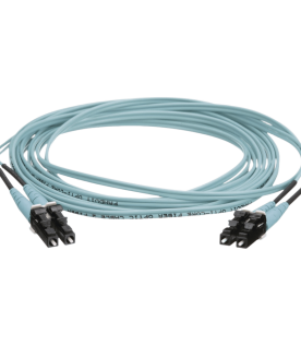 Jumper de Fibra Optica Multimodo 50/125 OM4, LC-LC Duplex, OFNR (Riser), Color Aqua, 20 Metros (65.62 Pies)