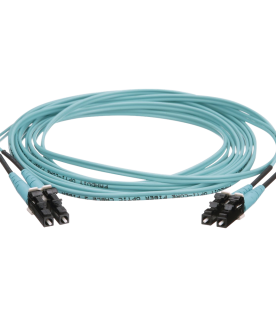 Jumper de Fibra Optica Multimodo 50/125 OM4, LC-LC Duplex, OFNR (Riser), Color Aqua, 10 Metros (32.81 Pies)