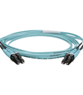 Jumper de Fibra Optica Multimodo 50/125 OM4, LC-LC Duplex, OFNR (Riser), Color Aqua, 2 Metros (6.56 Pies)