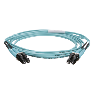 Jumper de Fibra Optica Multimodo 50/125 OM4, LC-LC Duplex, OFNR (Riser), Color Aqua, 2 Metros (6.56 Pies)