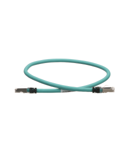 Patch Cord Cat5e de Grado Industrial 600V, Blindado SF/UTP, Calibre 24 AWG, Color Aqua, 60 cm (23.62 pulgadas).