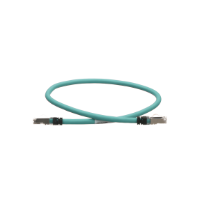 Patch Cord Cat5e de Grado Industrial 600V, Blindado SF/UTP, Calibre 24 AWG, Color Aqua, 60 cm (23.62 pulgadas).