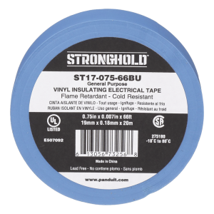 Cinta Eléctrica STRONGHOLD para Aislar, de PVC, Uso General Reparación y Mantenimiento, Grosor de 0.18mm (7 mil), Ancho de 19mm, y 20.12m de Largo, Color Azul