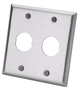 Placa de Pared Doble IndustrialNet?, Para 2 Conectores Industriales, de Acero Inoxidable