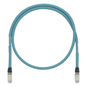 Patch Cord Cat6A de Grado Industrial 600V, Blindado SF/UTP, Calibre 26 AWG, Color Aqua, 60 cm (23.62 pulgadas).