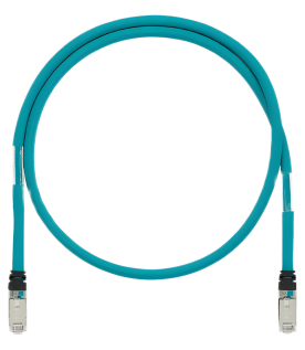 Patch Cord Cat6A de Grado Industrial 600V, Blindado SF/UTP, Calibre 26 AWG, Color Aqua, 10 Metros
