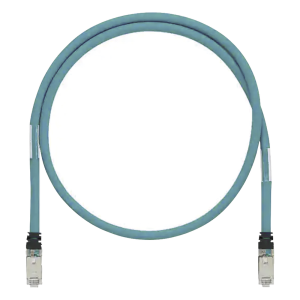 Patch Cord Cat6A de Grado Industrial 600V, Blindado SF/UTP, Calibre 26 AWG, Color Aqua, 2 Metros (6.56 Pies)