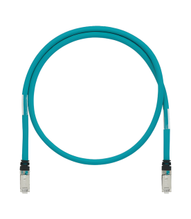 Patch Cord Cat6A de Grado Industrial 600V, Blindado SF/UTP, Calibre 26 AWG, Color Aqua, 3 Metros (9.84 Pies)