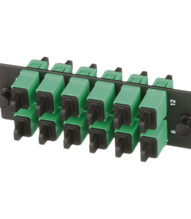 Placa Acopladora de Fibra Optica FAP, Con 12 Conectores SC/APC (12 Fibras), Para Fibra Monomodo OS1/OS2, Color Verde