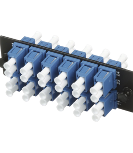 Placa Acopladora de Fibra Optica FAP, Con 12 Conectores LC Duplex (24 Fibras), Para Fibra Monomodo OS1/OS2, Color Azul