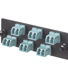 Placa Acopladora de Fibra Optica FAP, Con 6 Conectores LC Duplex (12 Fibras), Para Fibra Multimodo OM3/OM4, Color Aqua