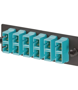 Placa Acopladora de Fibra Optica FAP, Con 6 Conectores SC Duplex (12 Fibras), Para Fibra Multimodo OM3/OM4, Color Aqua