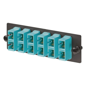 Placa Acopladora de Fibra Optica FAP, Con 6 Conectores SC Duplex (12 Fibras), Para Fibra Multimodo OM3/OM4, Color Aqua
