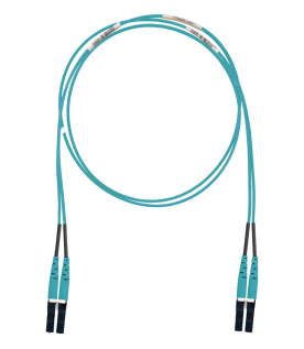 Jumper de Fibra Optica Multimodo 50/125 OM3, LC-LC Duplex, LSZH (Cero Halógenos), Color Aqua, 1 Metro (3.28 Pies)