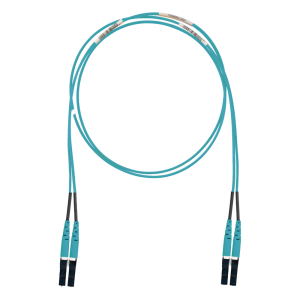 Jumper de Fibra Optica Multimodo 50/125 OM3, LC-LC Duplex, LSZH (Cero Halógenos), Color Aqua, 1 Metro (3.28 Pies)