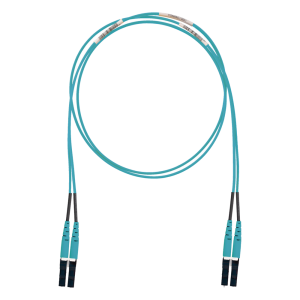 Jumper de Fibra Optica Multimodo 50/125 OM3, LC-LC Duplex, LSZH (Cero Halógenos), Color Aqua, 3 Metros (9.84 Pies)